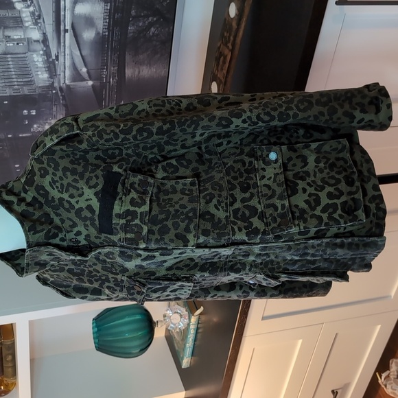 Avec Les Filles Women's Anthropologie Olive Print Cargo Jacket,Size S. - Picture 2 of 14